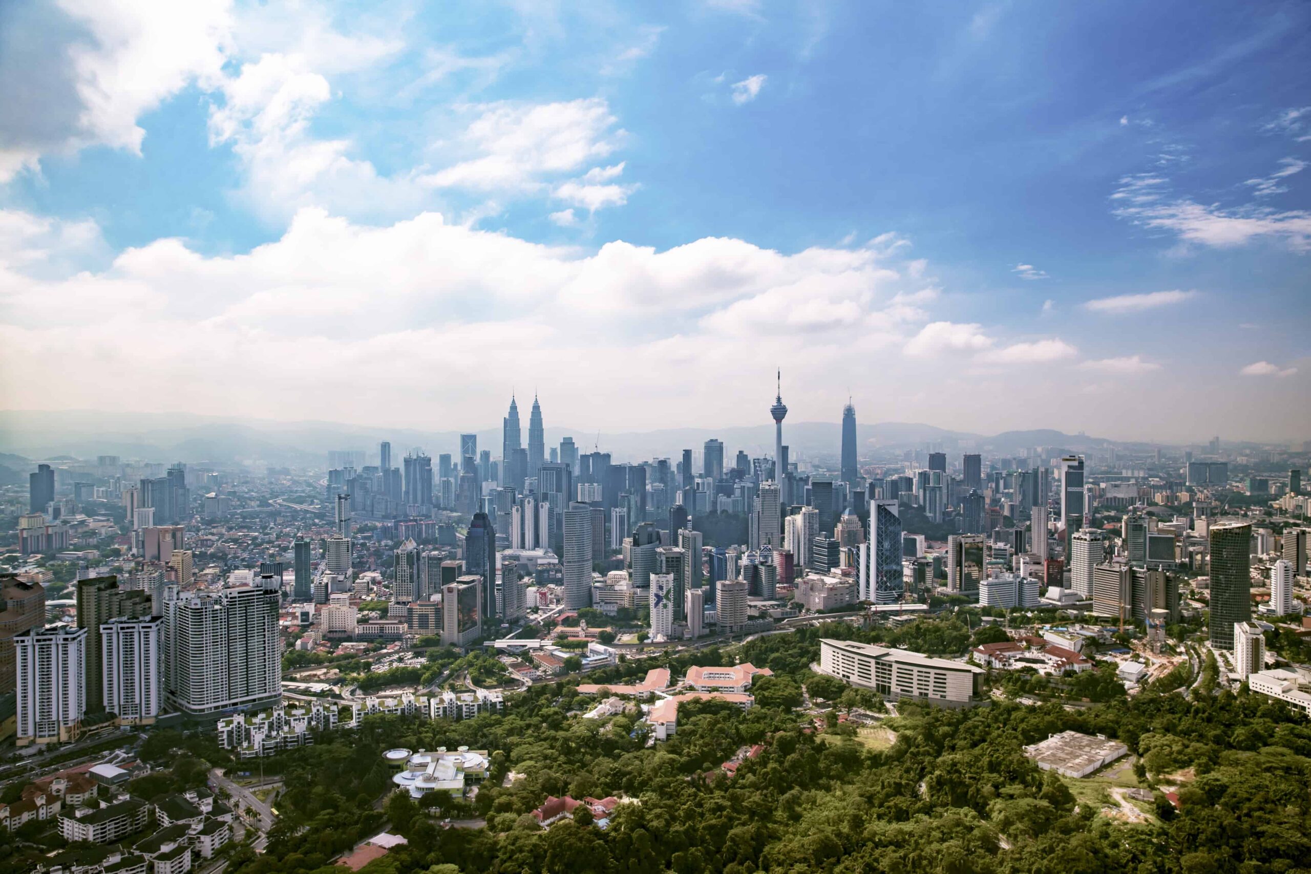 View of Kuala Lumpur Skyline from a helicopter