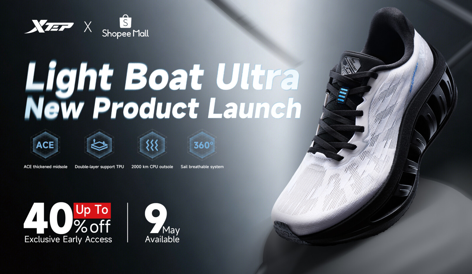 Get Exclusive Early Access to the XTEP Light Boat Ultra on Shopee at 40% Off