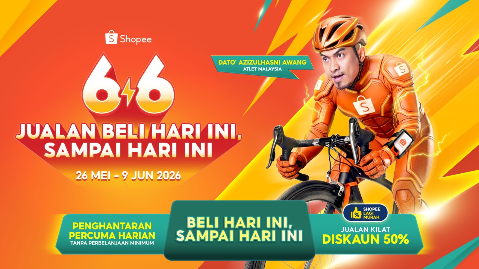 Rebut Tawaran Diskaun 50% dan Penghantaran Beli Hari Ini, Sampai Hari Ini Sempena Shopee 6.6