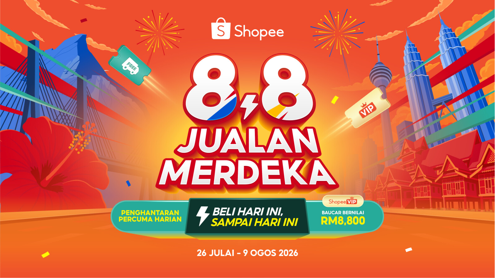 Dapatkan Produk Tempatan Sampai Pada Hari Yang Sama dengan 8.8 Jualan Merdeka Shopee